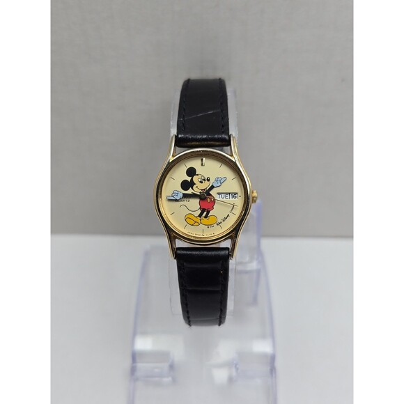 Vintage Seiko Disney Mickey Mouse Day Date Watch Womens 3Y03-0049 New Battery main image 7